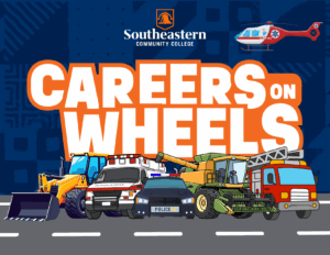 Careers on Wheels graphic with different kinds of trucks and vehicles.