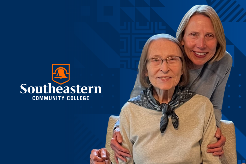 Sarah Page Shifflet and mother Sally McKenzie Page High with SCC logo.