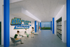 Mock up of the inside of our new STEM Building with the Black's Tire Logo