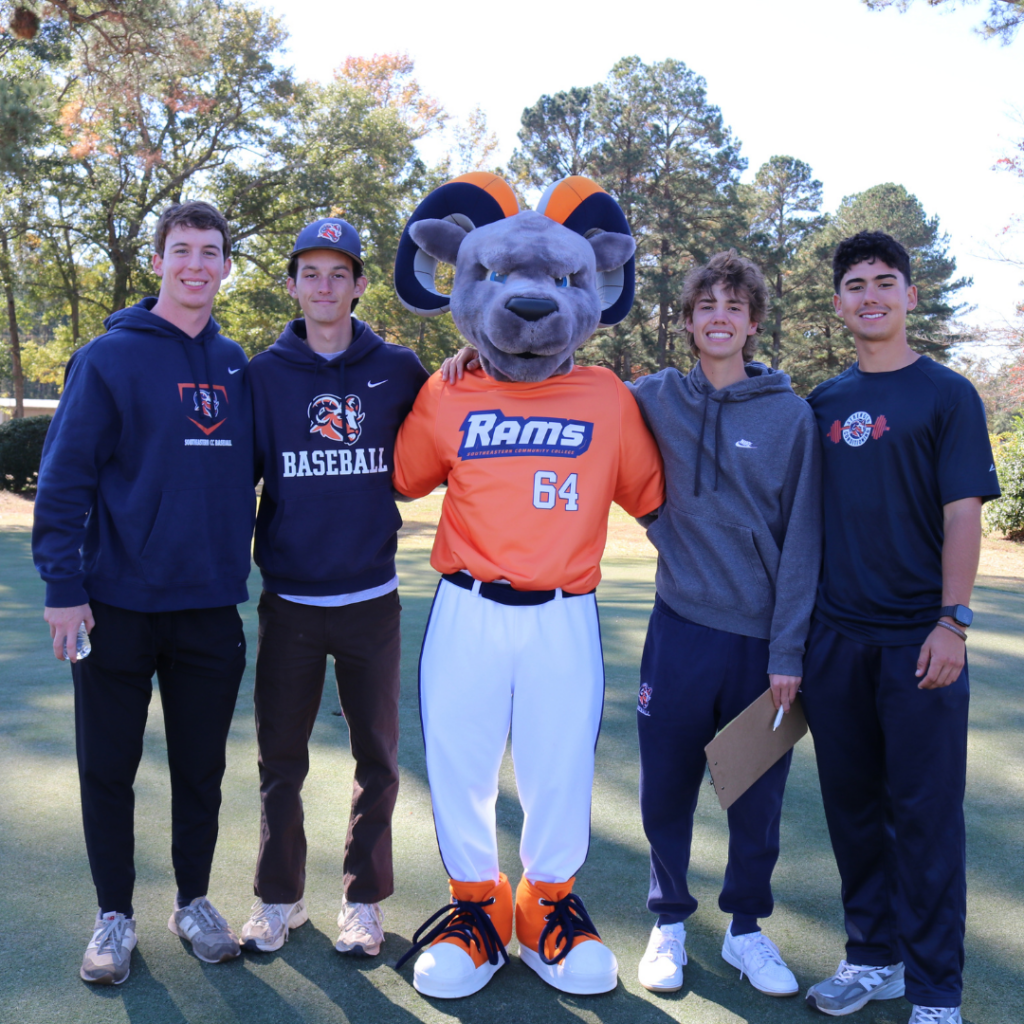 Golf Tournament Baseball Students with Mascot Rocco