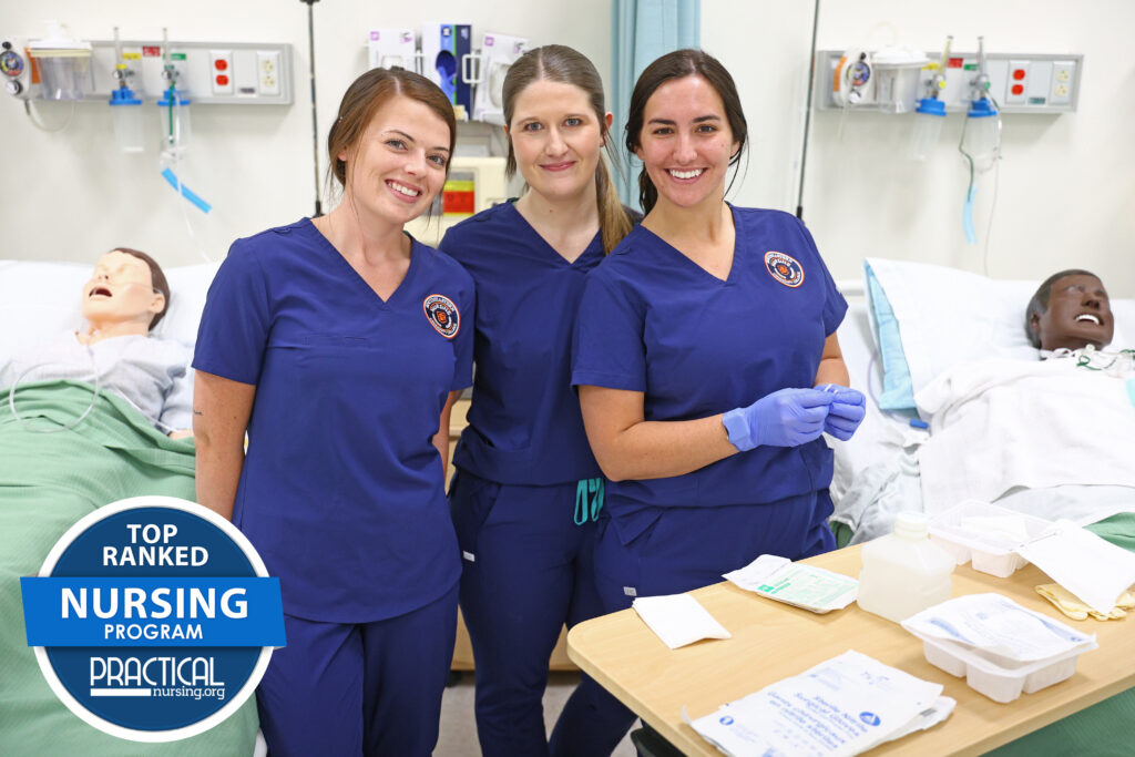 Practical Nursing students work in the lab to gain clinical experience.